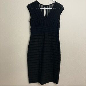 Adrianna Papell Cocktail Bodycon Dress with Mesh Detail - Size 8 - Black